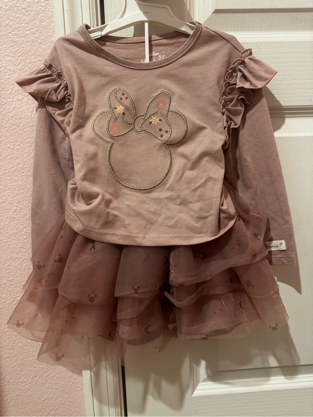 Disney Girls Mauve Minnie Mouse Ruffle Top and Tutu Set